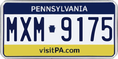 PA license plate MXM9175