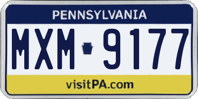 PA license plate MXM9177