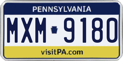 PA license plate MXM9180
