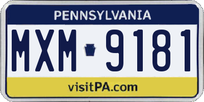 PA license plate MXM9181