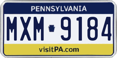 PA license plate MXM9184