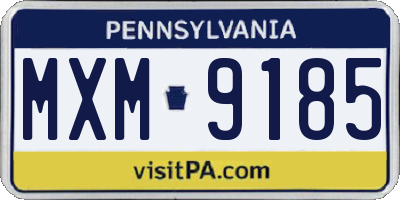 PA license plate MXM9185