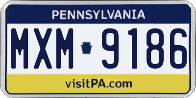 PA license plate MXM9186