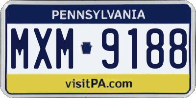 PA license plate MXM9188