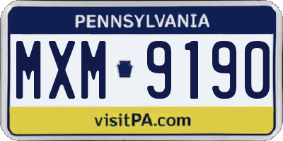 PA license plate MXM9190