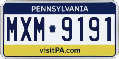PA license plate MXM9191
