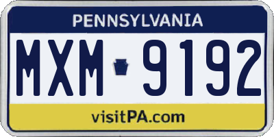 PA license plate MXM9192