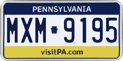PA license plate MXM9195