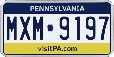PA license plate MXM9197