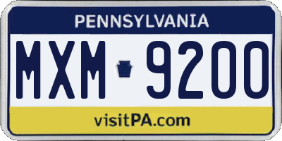 PA license plate MXM9200