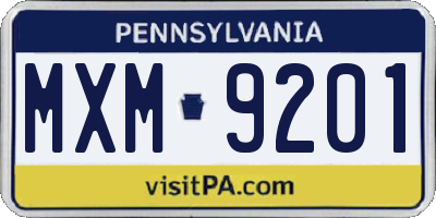 PA license plate MXM9201