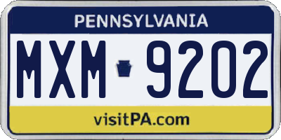 PA license plate MXM9202