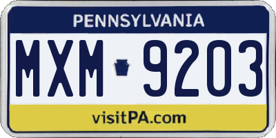 PA license plate MXM9203