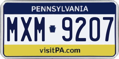 PA license plate MXM9207