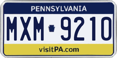 PA license plate MXM9210
