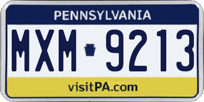 PA license plate MXM9213