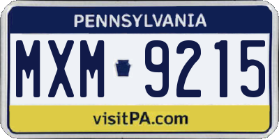 PA license plate MXM9215
