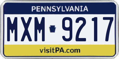 PA license plate MXM9217