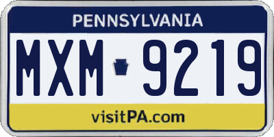PA license plate MXM9219