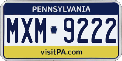 PA license plate MXM9222