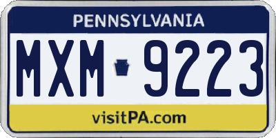 PA license plate MXM9223
