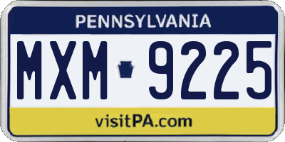 PA license plate MXM9225