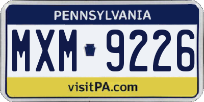 PA license plate MXM9226