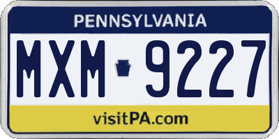 PA license plate MXM9227