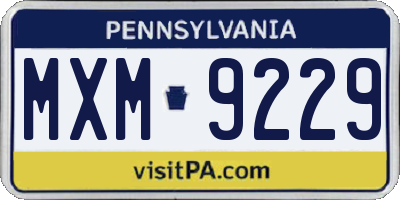 PA license plate MXM9229