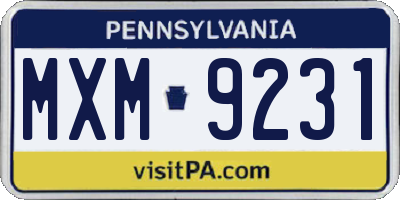PA license plate MXM9231