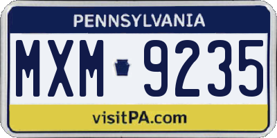PA license plate MXM9235