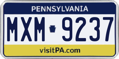 PA license plate MXM9237