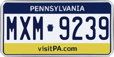PA license plate MXM9239