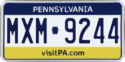 PA license plate MXM9244