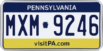PA license plate MXM9246