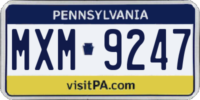 PA license plate MXM9247
