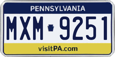 PA license plate MXM9251