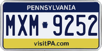 PA license plate MXM9252