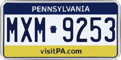 PA license plate MXM9253