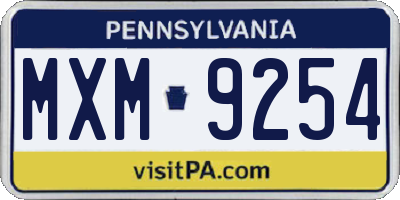 PA license plate MXM9254