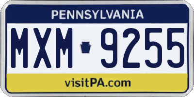 PA license plate MXM9255