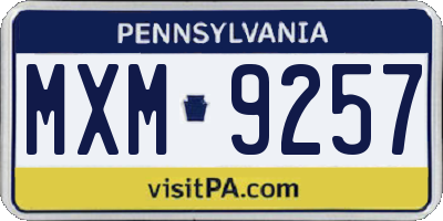 PA license plate MXM9257