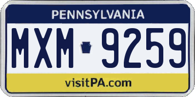 PA license plate MXM9259
