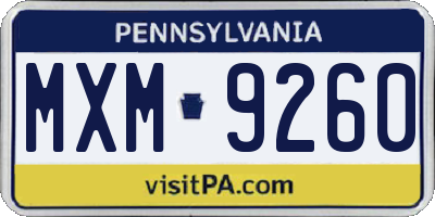 PA license plate MXM9260