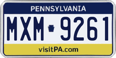 PA license plate MXM9261