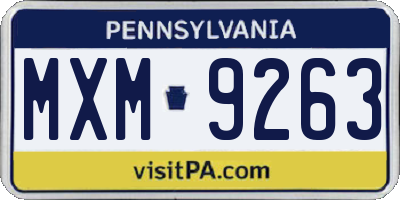 PA license plate MXM9263