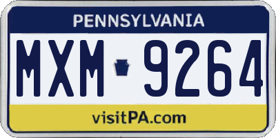 PA license plate MXM9264
