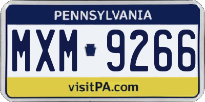 PA license plate MXM9266