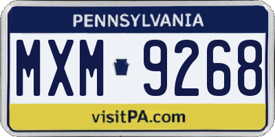 PA license plate MXM9268