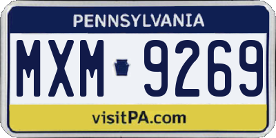 PA license plate MXM9269